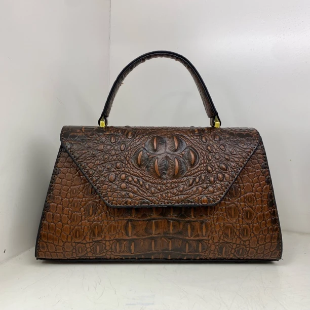 【头层牛皮】真皮女包单肩斜挎包鳄鱼纹