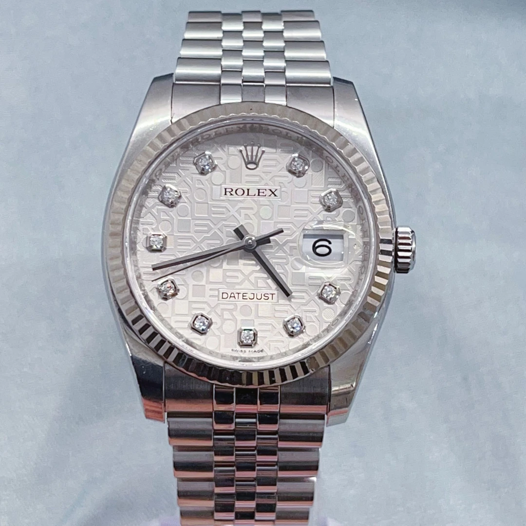 95新 Rolex/劳力士 日志型18K白金圈电脑盘原镶钻机械腕表116234