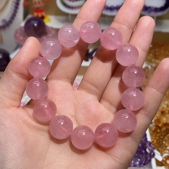 手链未镶嵌水晶天然粉水晶手链