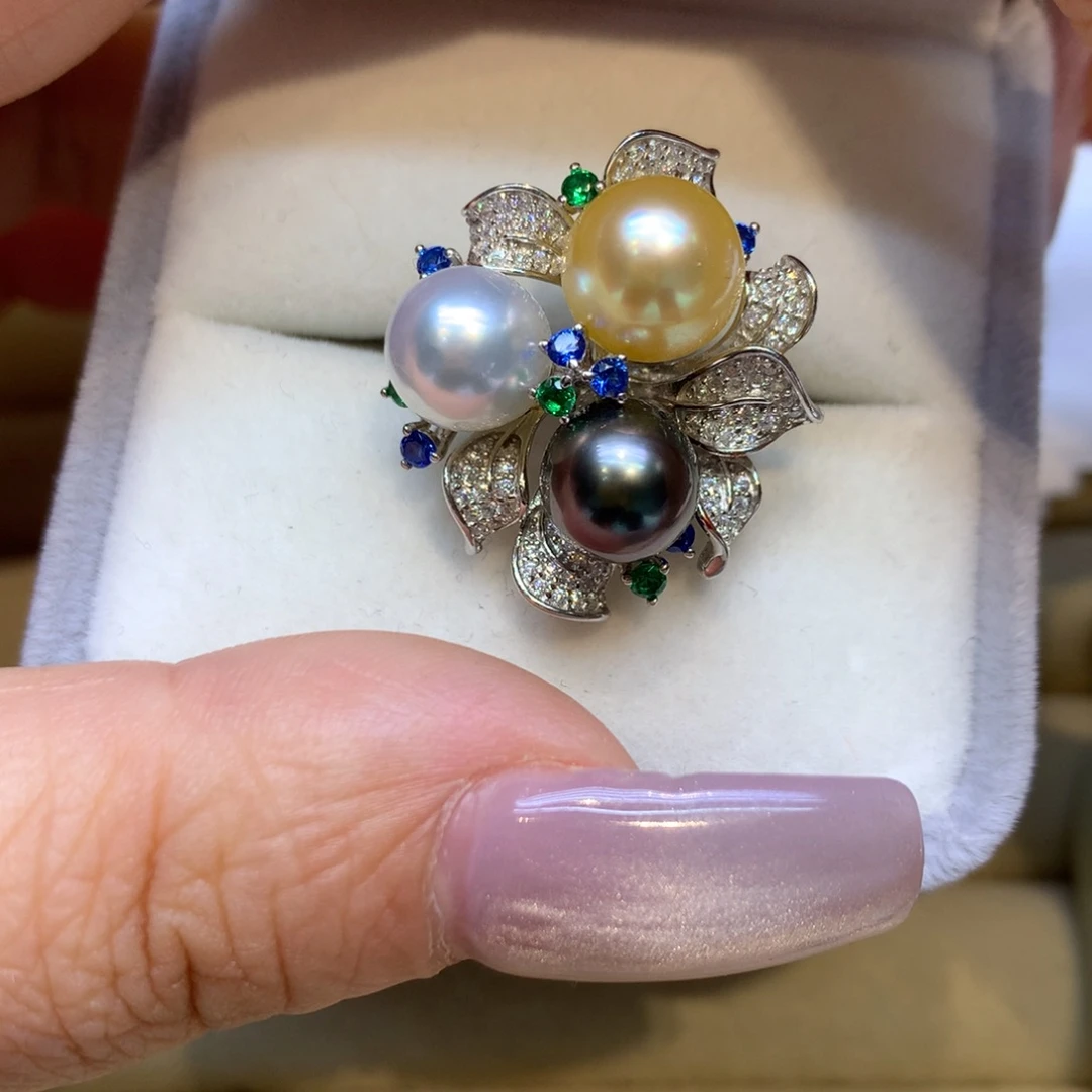 银S925镶嵌戒指海水珍珠