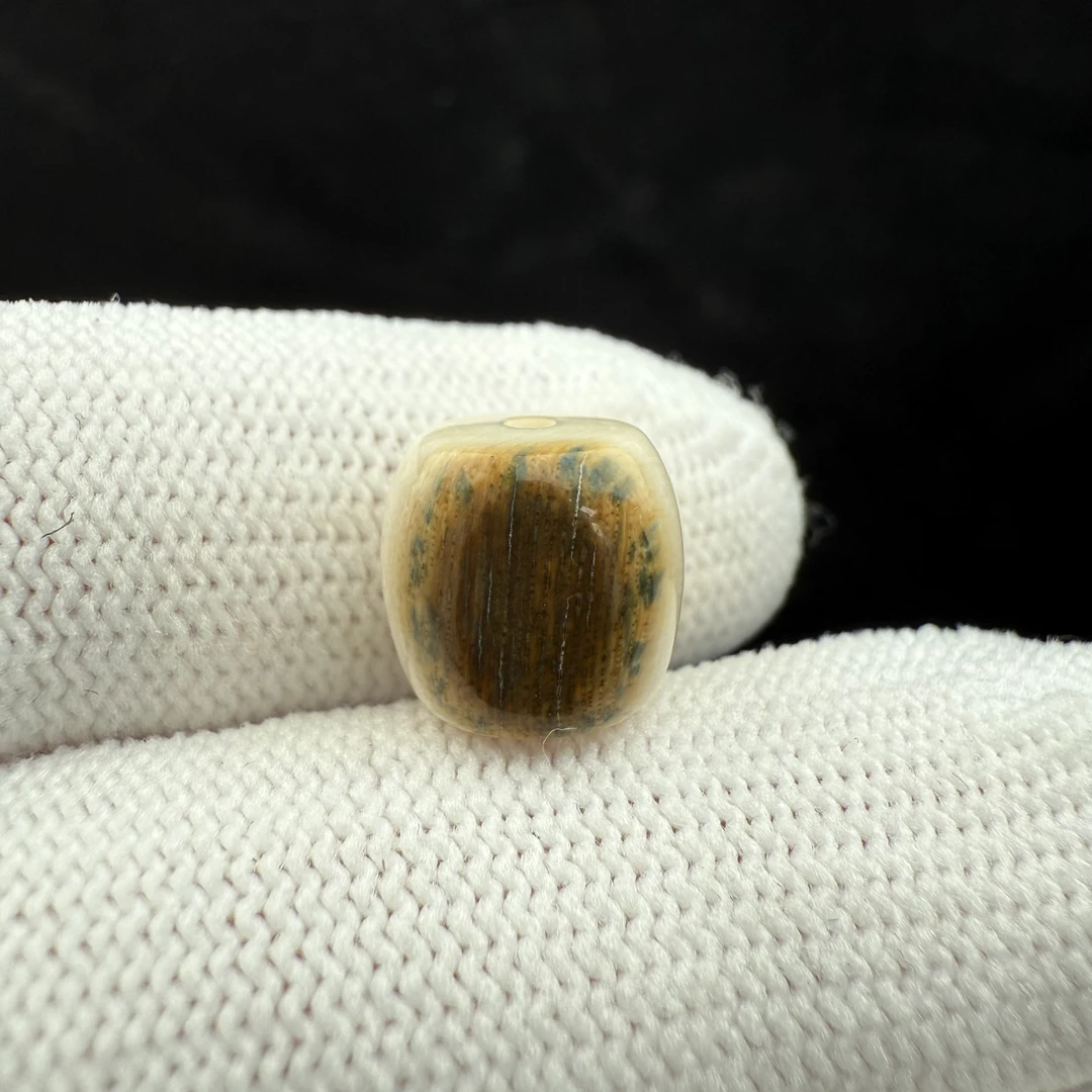 K2560天然猛犸牙带皮单珠10*9.8mm一物一图 假一罚十