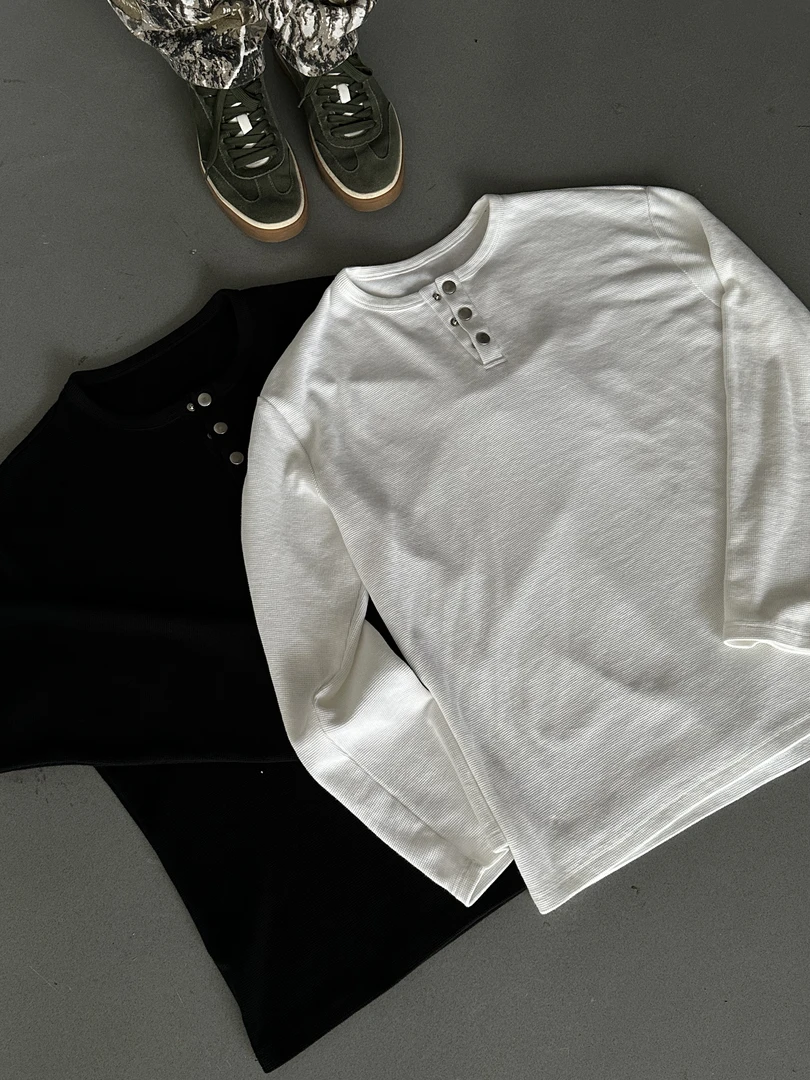 isle tale亨利领华夫格长袖360克秋冬打底纯色抗皱舒适透气男女