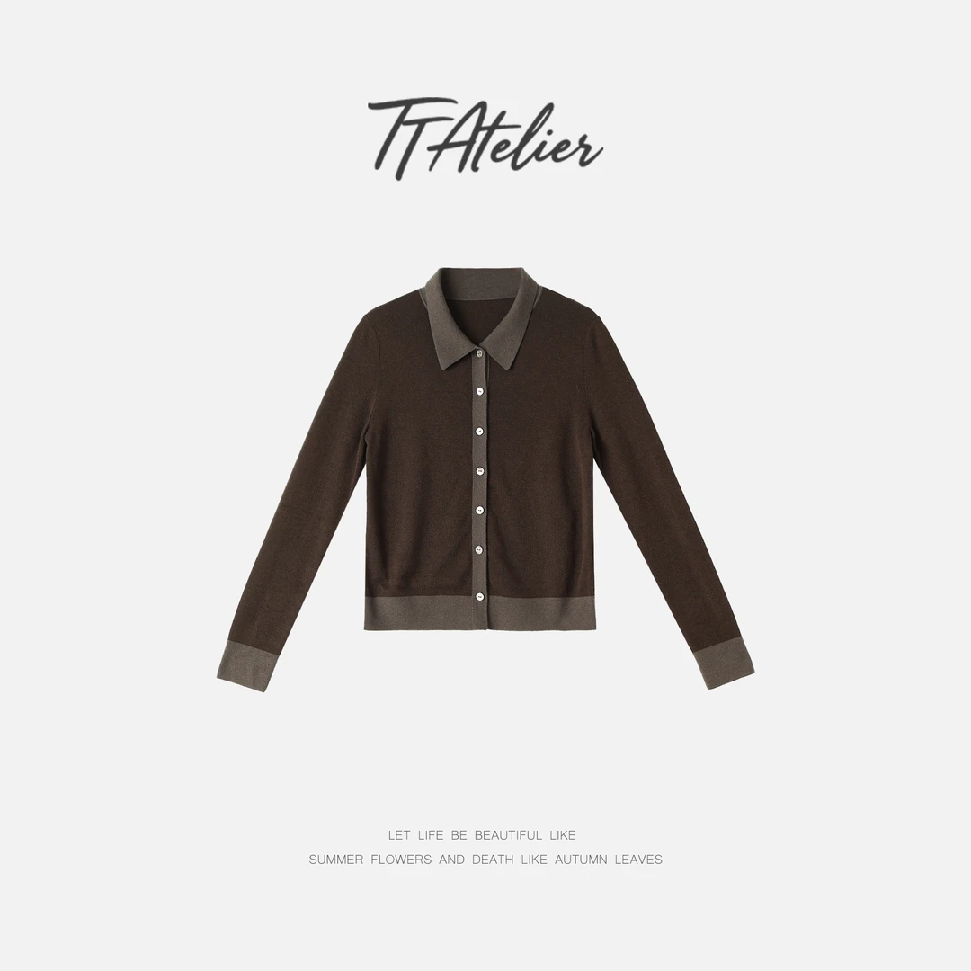 TT设计师【艺术旅途】时尚松弛感撞色绵羊毛混纺针织衫TT191016