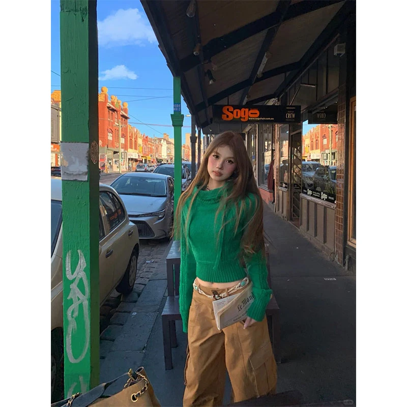 早秋冬季新款修身显瘦百搭时尚设计感高级针织上衣宽松阔腿长裤女