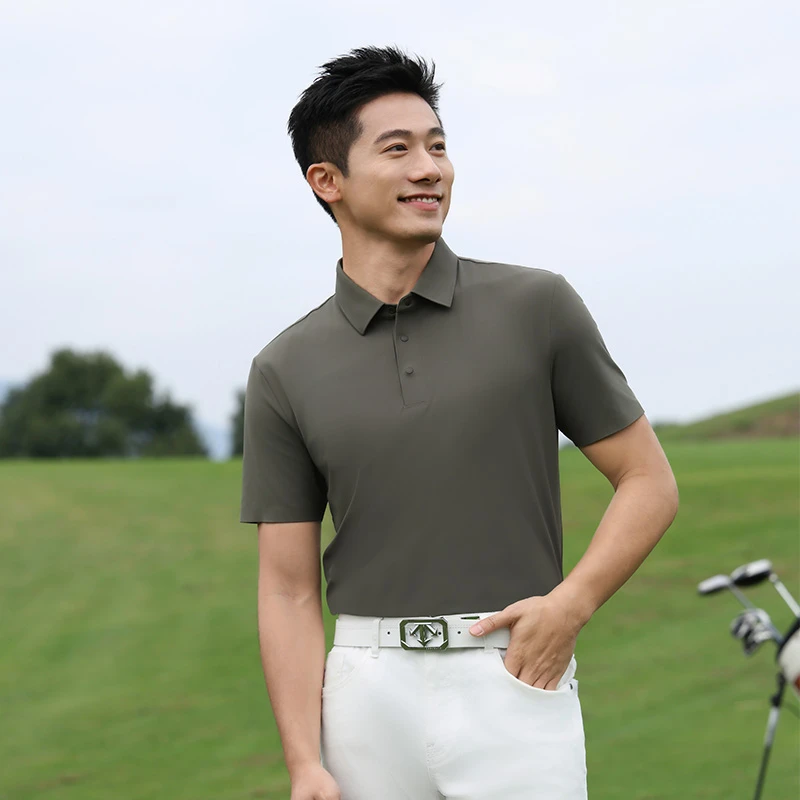 高端锦氨 无缝男士翻领POLO衫夏款薄款短袖T恤冰丝凉感户外半截袖