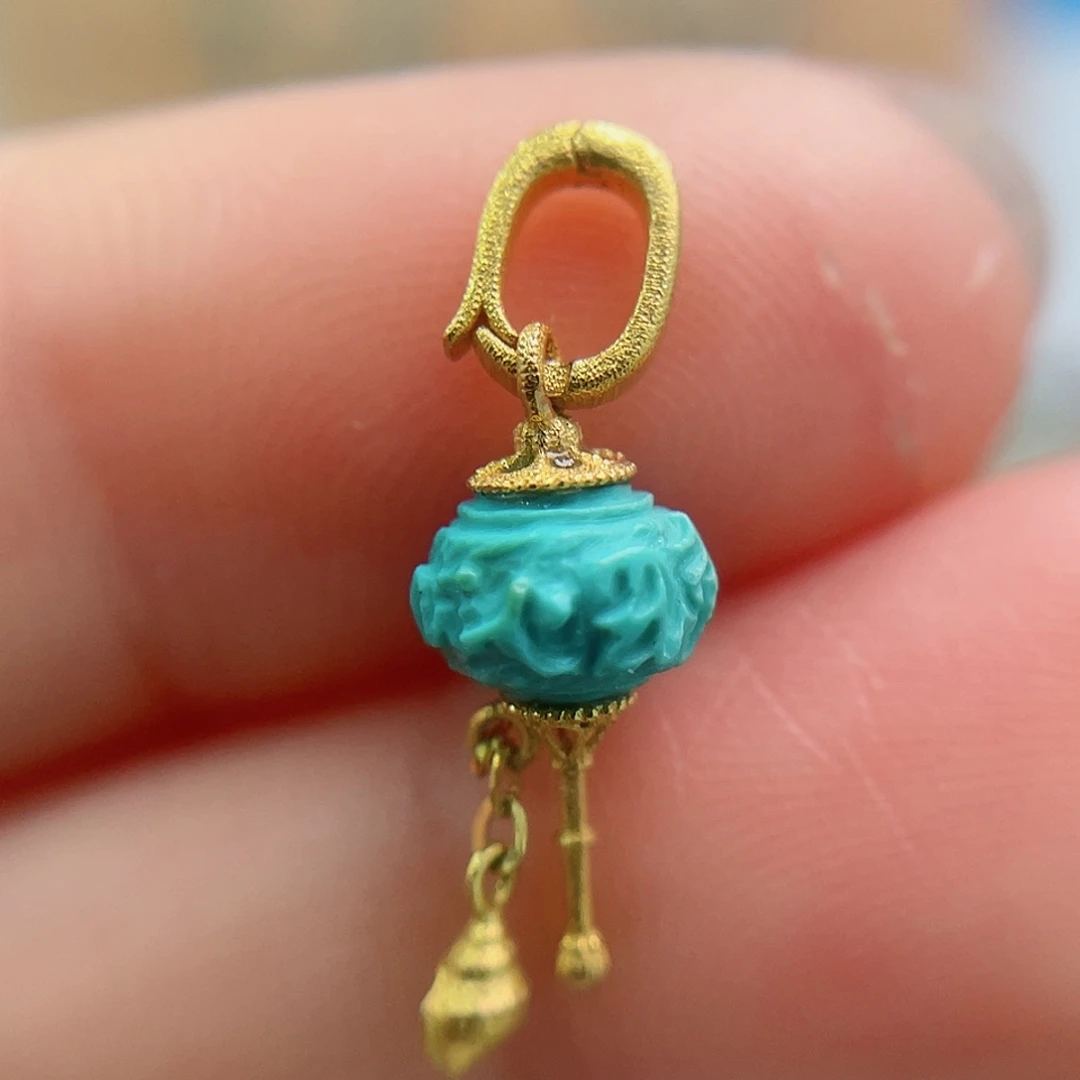 绿松石18K金镶嵌珠宝奇石