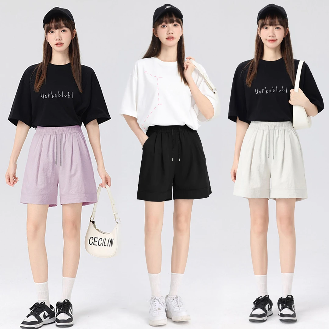 五分短裤女2025纯色宽松高腰显瘦百搭工装休闲裤#603