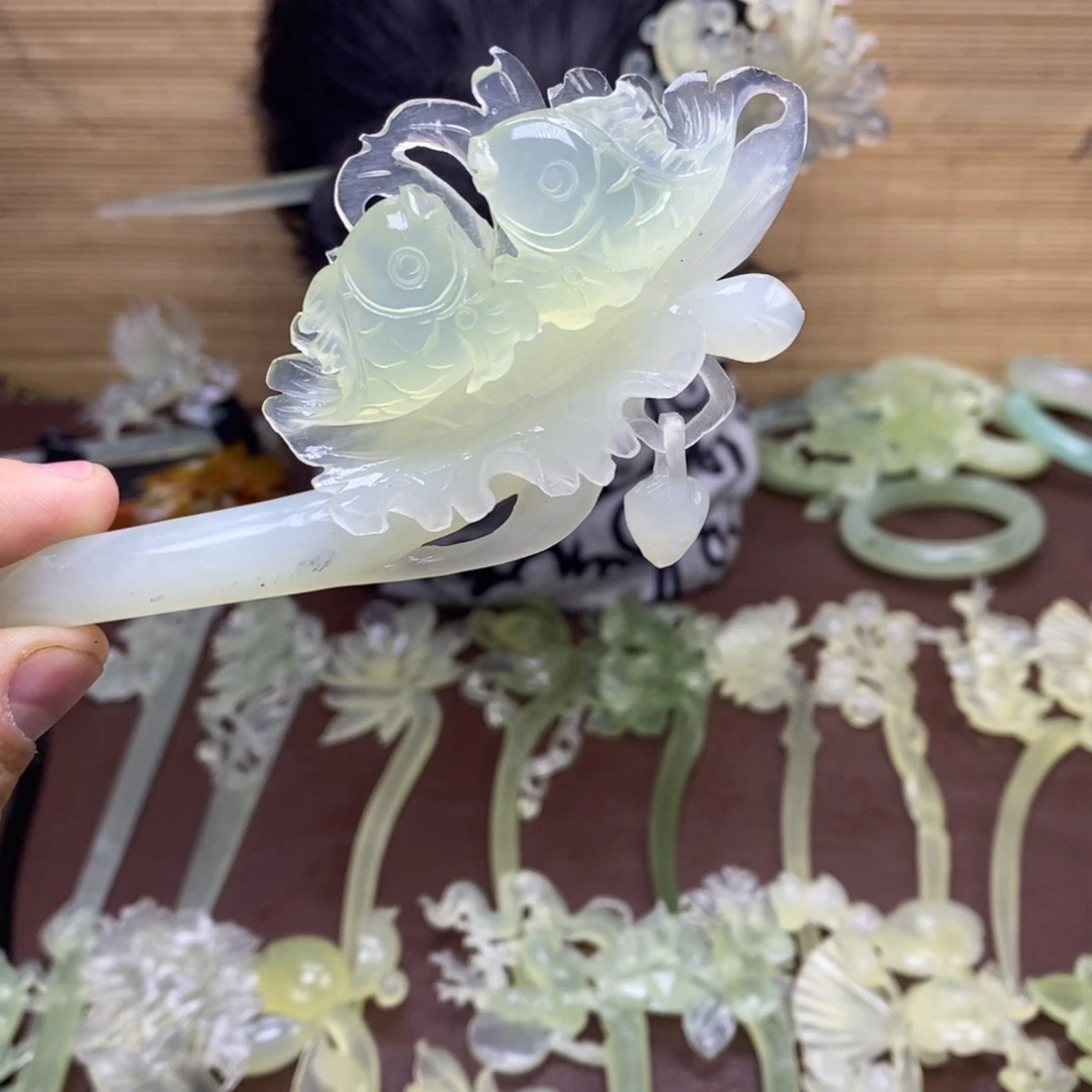 蛇纹石玉未镶嵌发饰