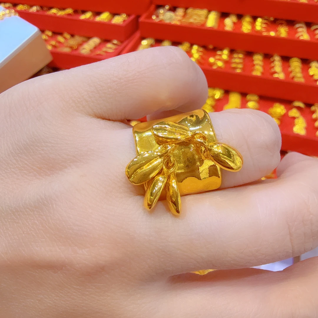 铜合金亚克力戒指 新款精美时尚金子同款戒指altun pasun气质金色