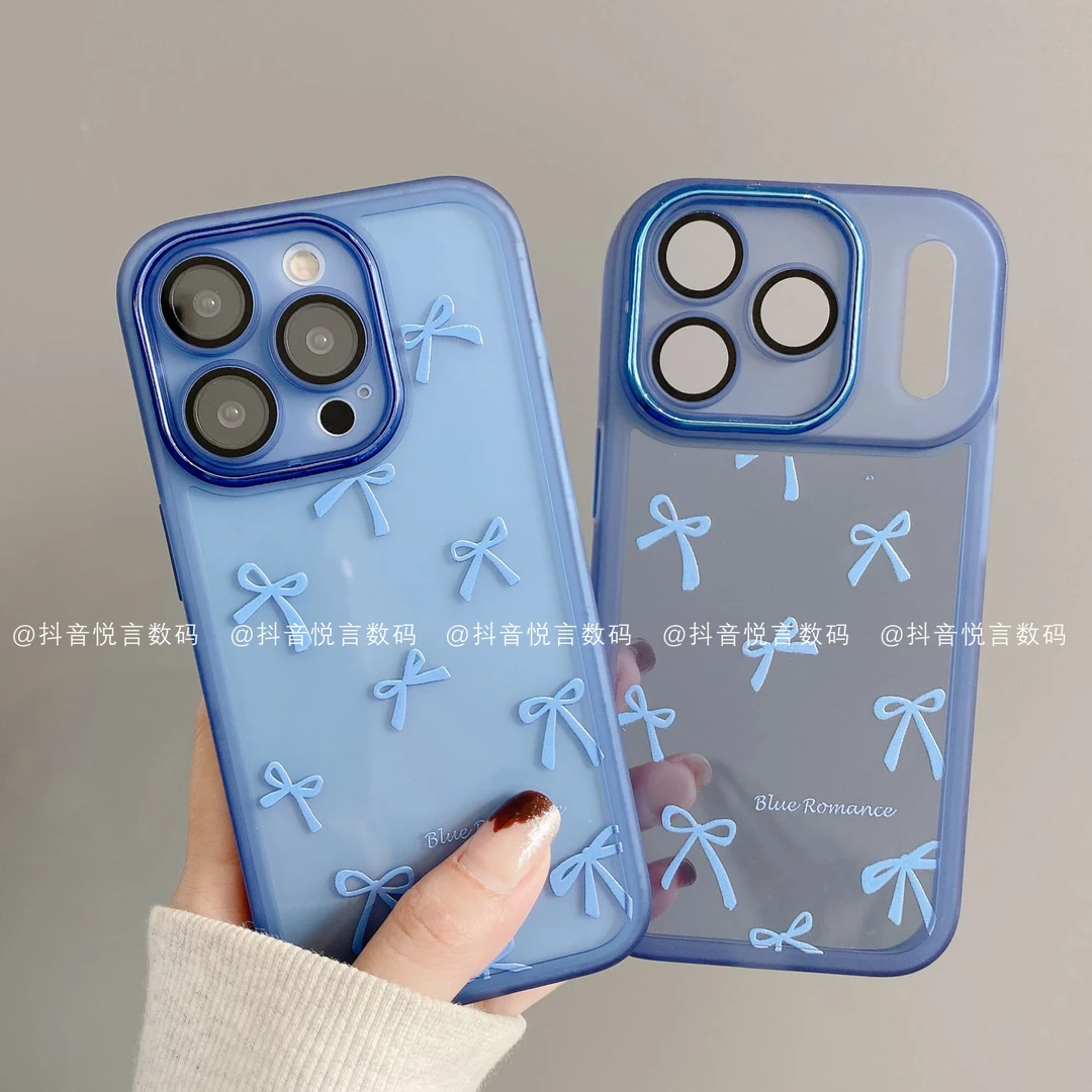 金属镜框适用iphone17promax苹果16手机壳15/14/13/12华为蝴蝶结