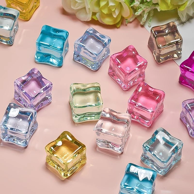 DIY仿真新款冰块树脂配件创意手工方块透明儿童彩色手工编织