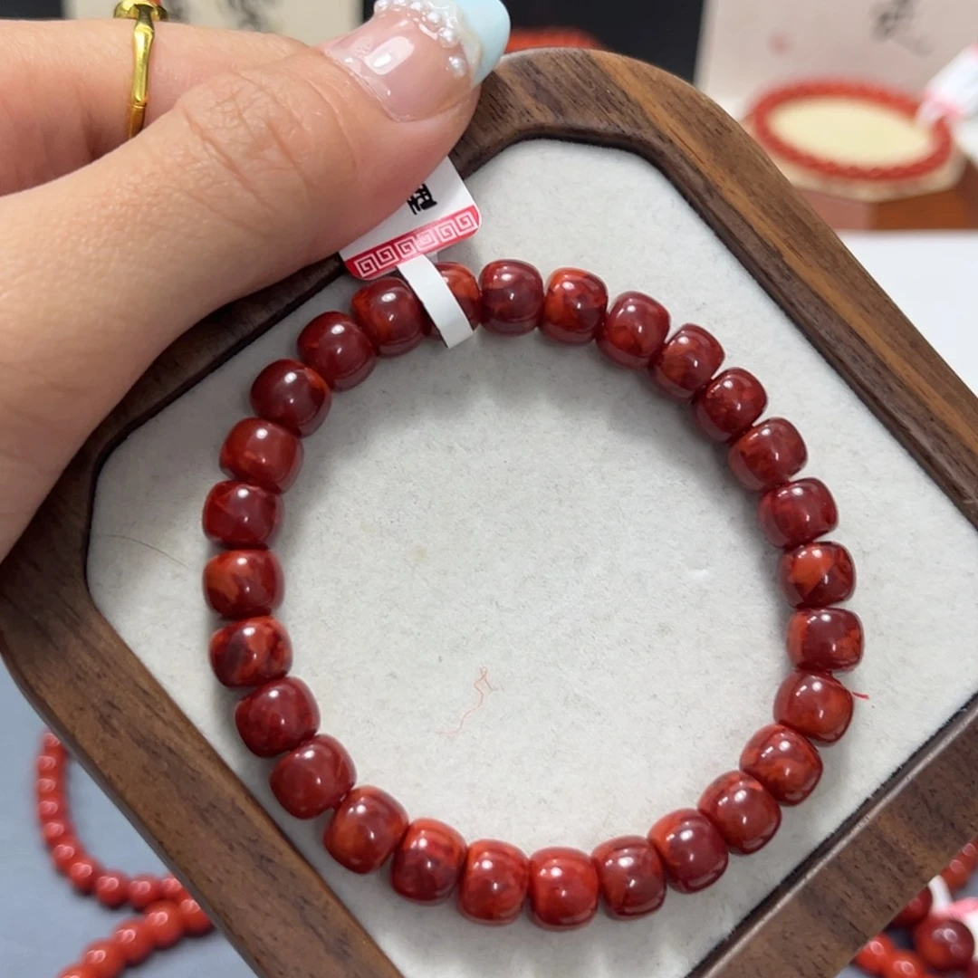 南红玛瑙未镶嵌手串原矿川料九口牛血红妖体火焰老型珠8mm