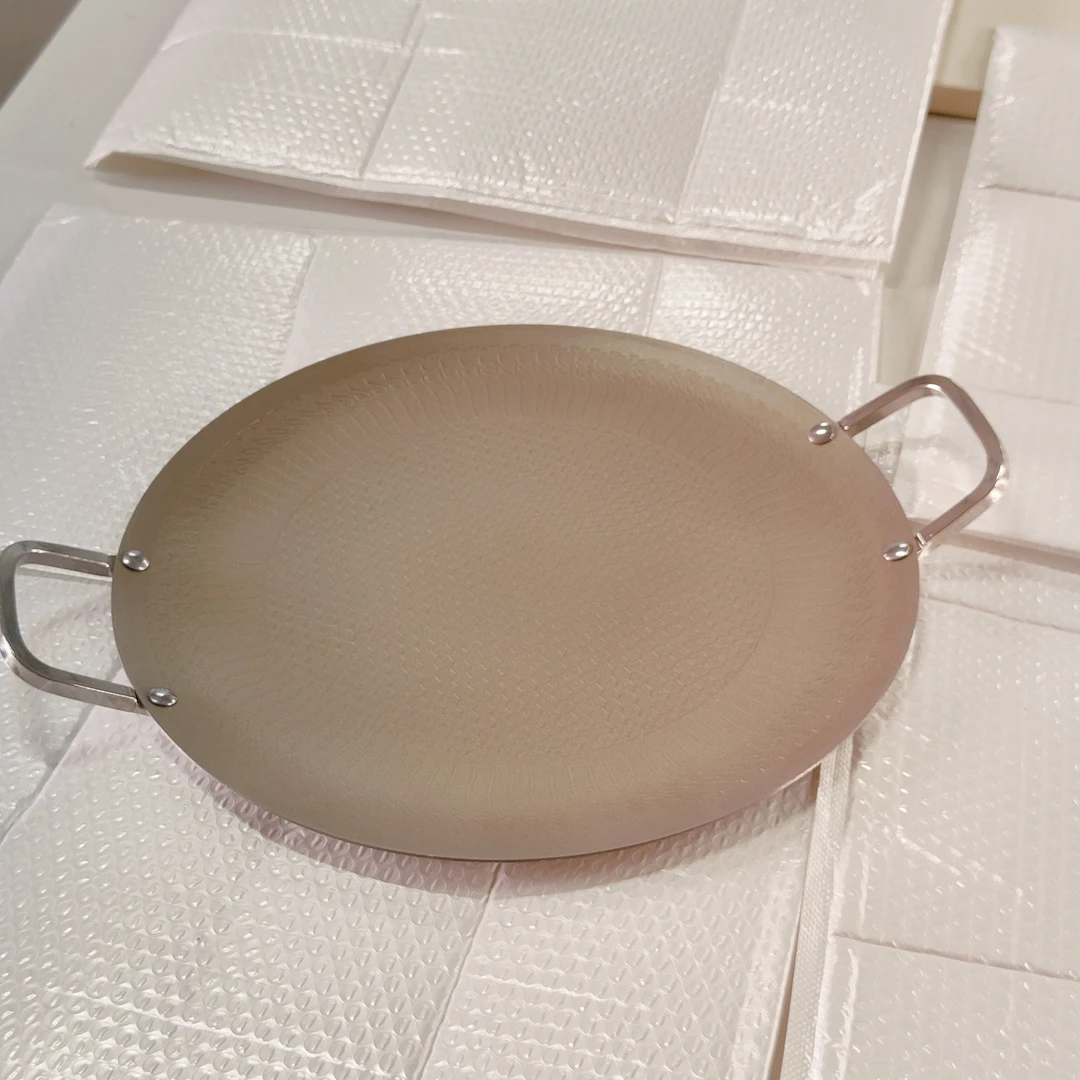 户外钛烤盘34厘米烧烤盘韩式烤肉盘露营家用有钛电磁炉尾货捡漏