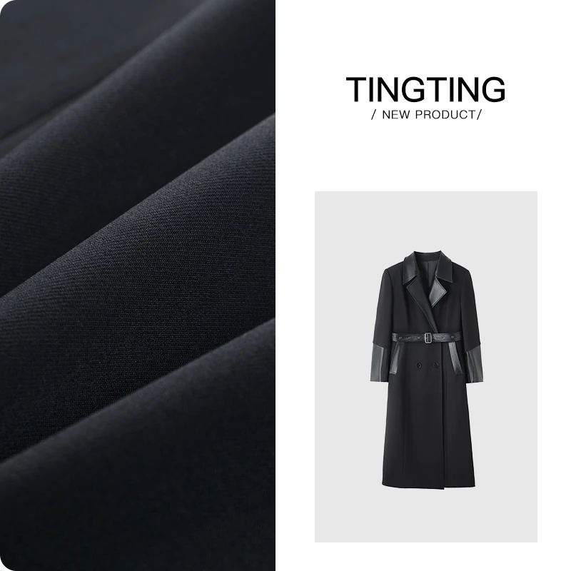 PANG TINGTING“潇洒出街”显瘦气质时尚黑色宽松外套