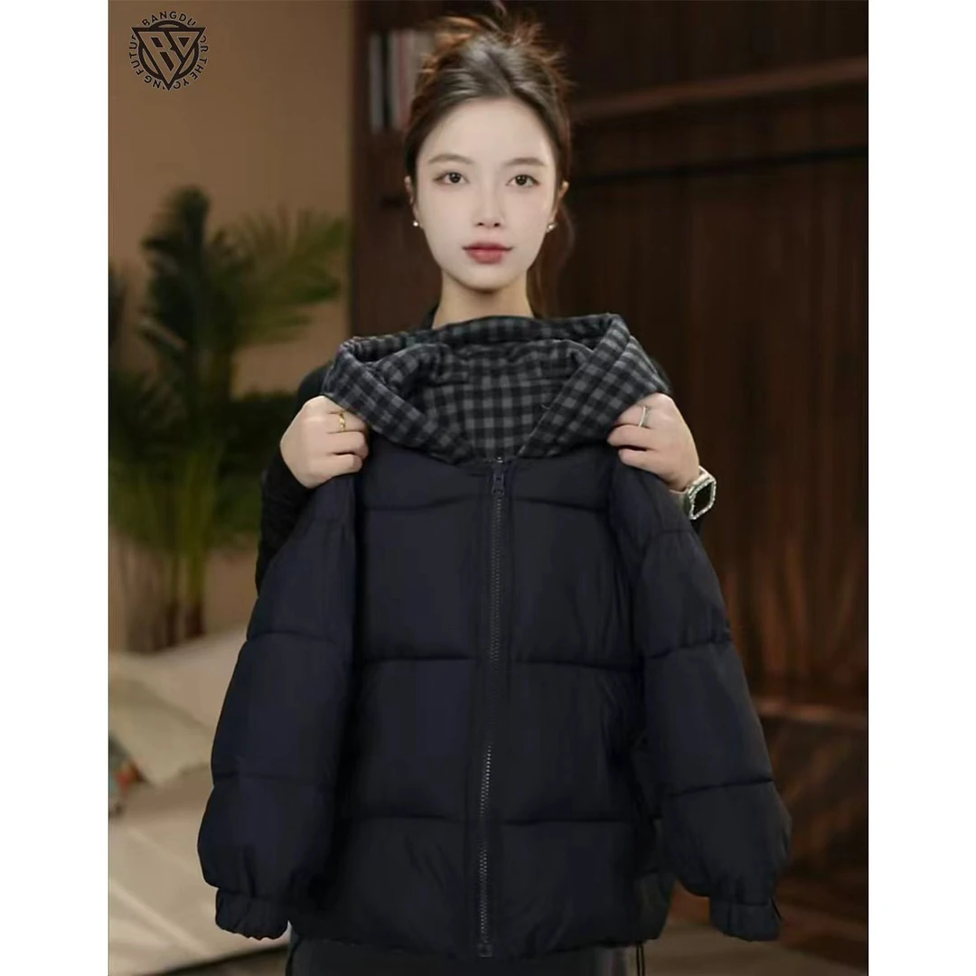 【现货48H】双面穿亲子款抗寒棉服深冬姐弟儿童格子棉衣2025冬季188