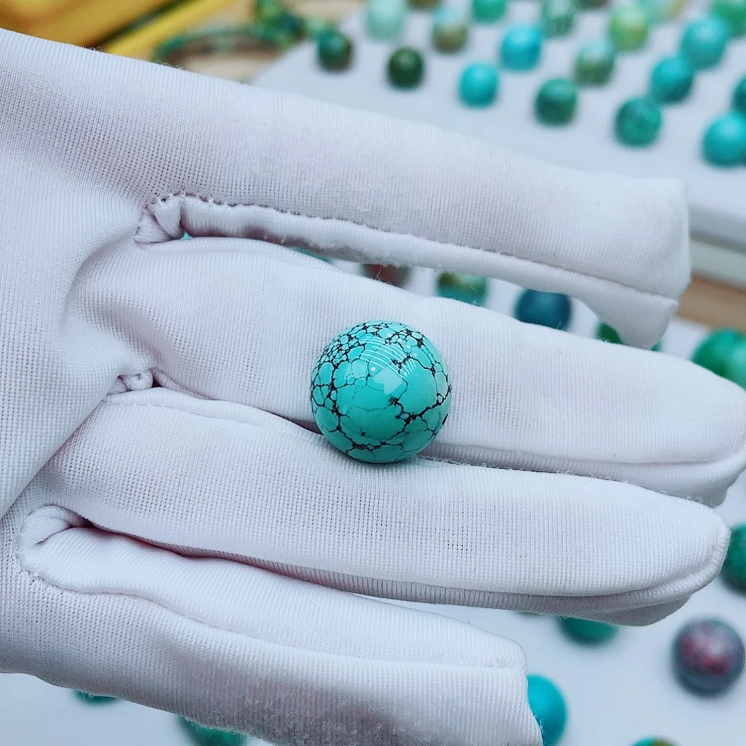 绿松石未镶嵌珠宝奇石网花圆珠15.3