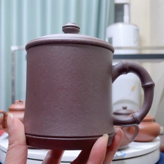 紫砂茶杯紫泥小竹节杯