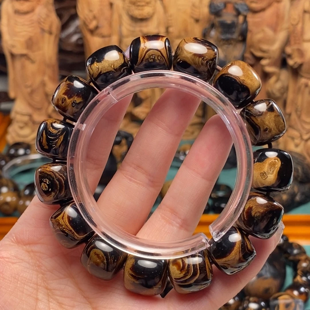 文玩小六子 1.4手串老型 黑金纹理