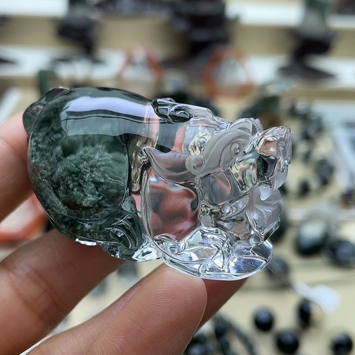 未镶嵌颈饰水晶绿幽灵聚宝盆貔貅定制