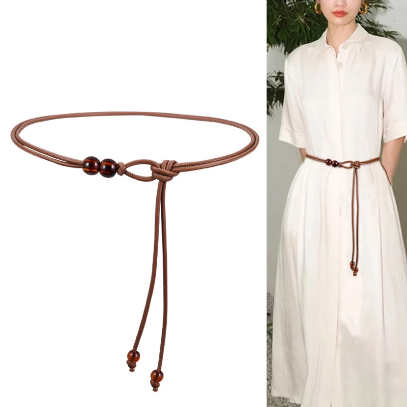 连衣裙腰带免打孔皮带国风简约收腰女款夏季配饰加长森系