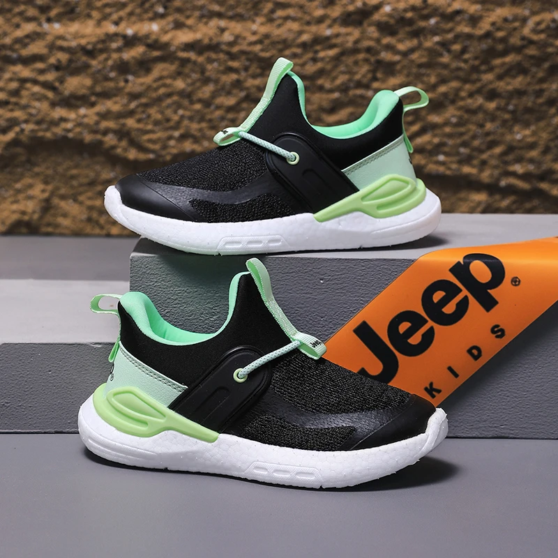 jeep童鞋儿童时尚小白鞋春秋新款休闲跑步鞋开学季校园学生运动鞋