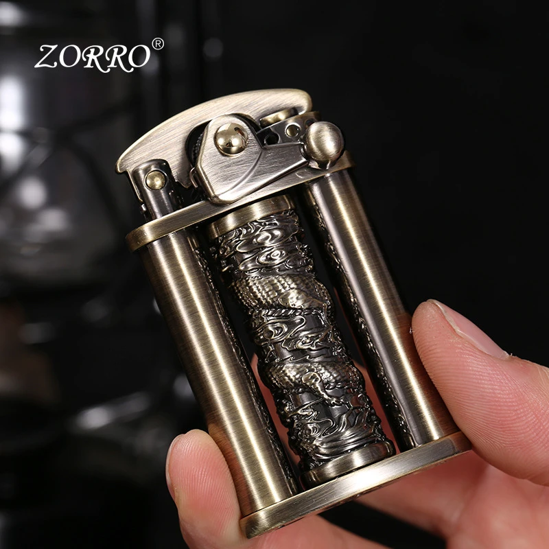 ZORRO佐罗龙柱旋转解压煤油打火机摇臂点火个性创意男士高打火机