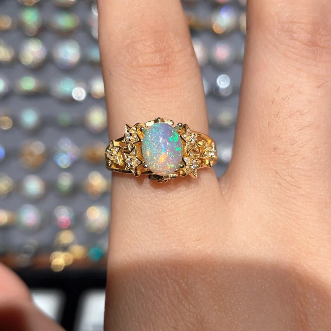 欧泊银S925镶嵌欧泊戒指