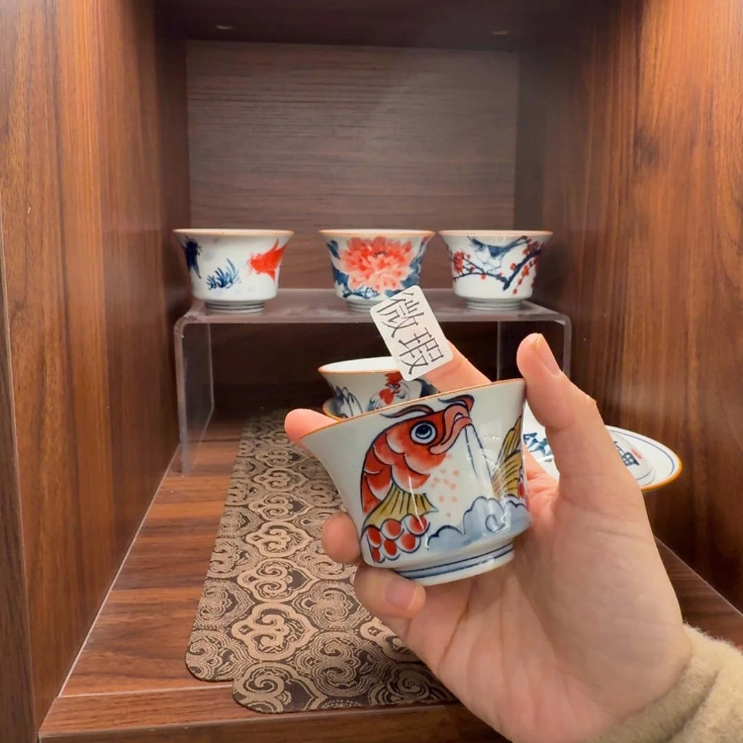 釉下手绘茶具微瑕