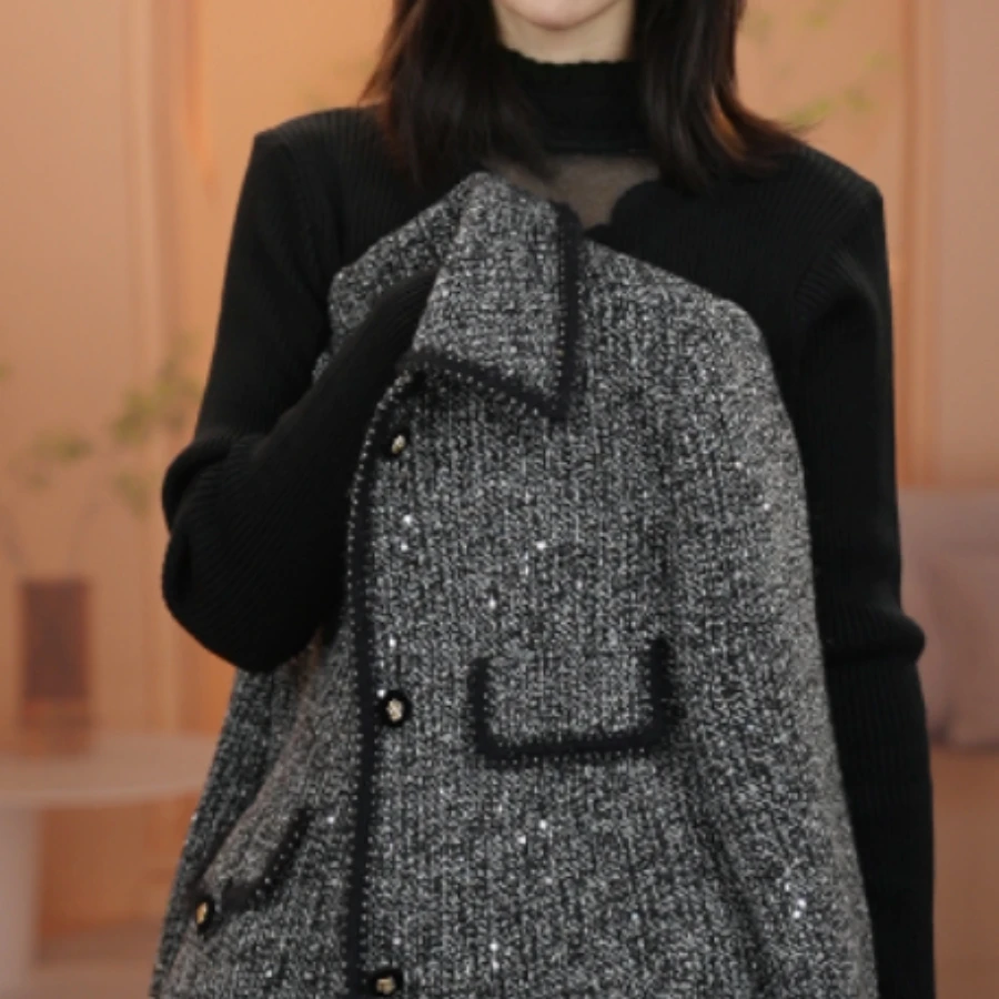 法式亮闪小香风外套女2025早春新款时尚百搭短外套女中老年上衣女