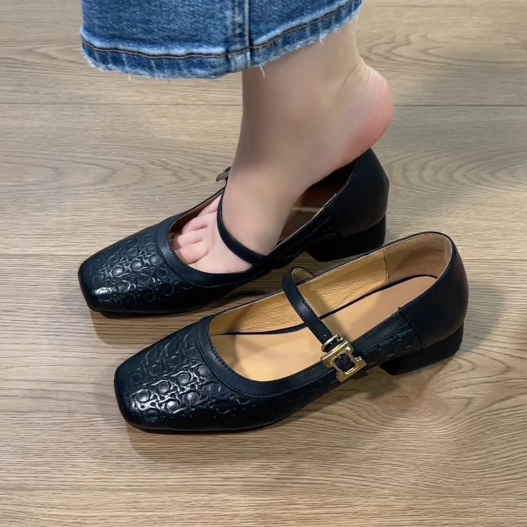 2025秋季新款通勤百搭舒适小众单鞋复古方头粗跟玛丽珍时尚小单鞋