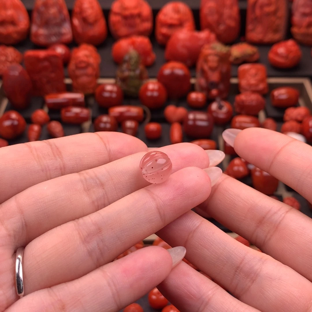 南红玛瑙南红川料冰飘瓜珠10.7mm未镶嵌