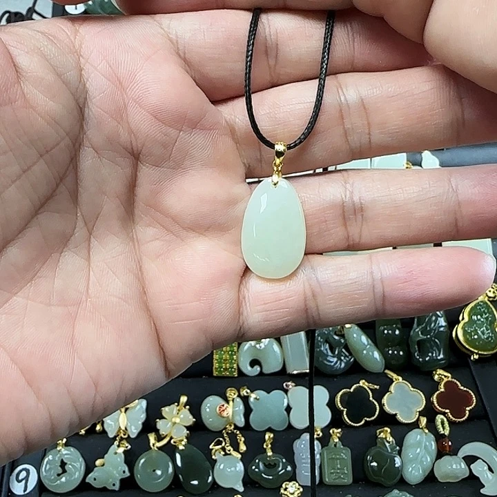 和田玉吊坠(不含链)银S925镶嵌