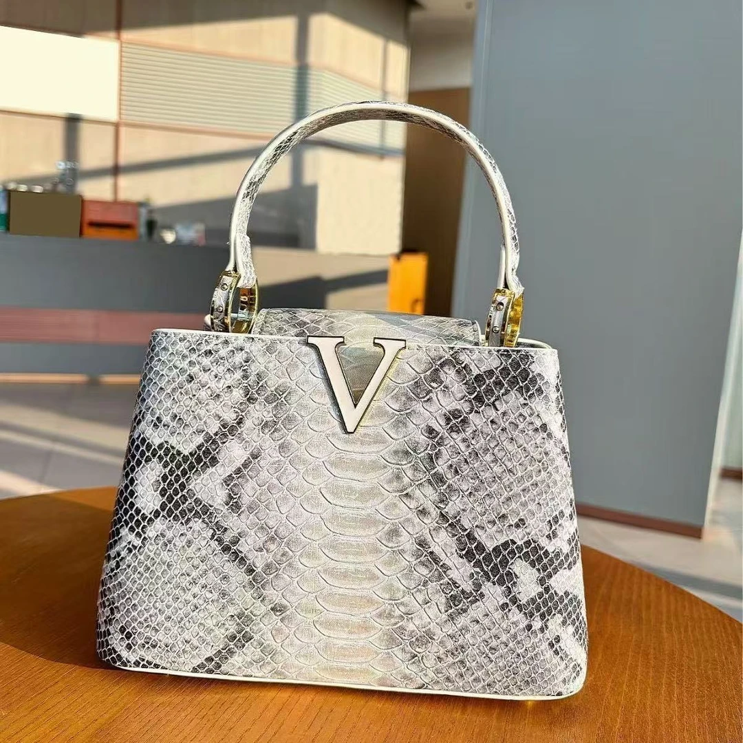 轻奢手提包高档V字设计单肩斜挎女包手拎包鳄鱼纹A0533