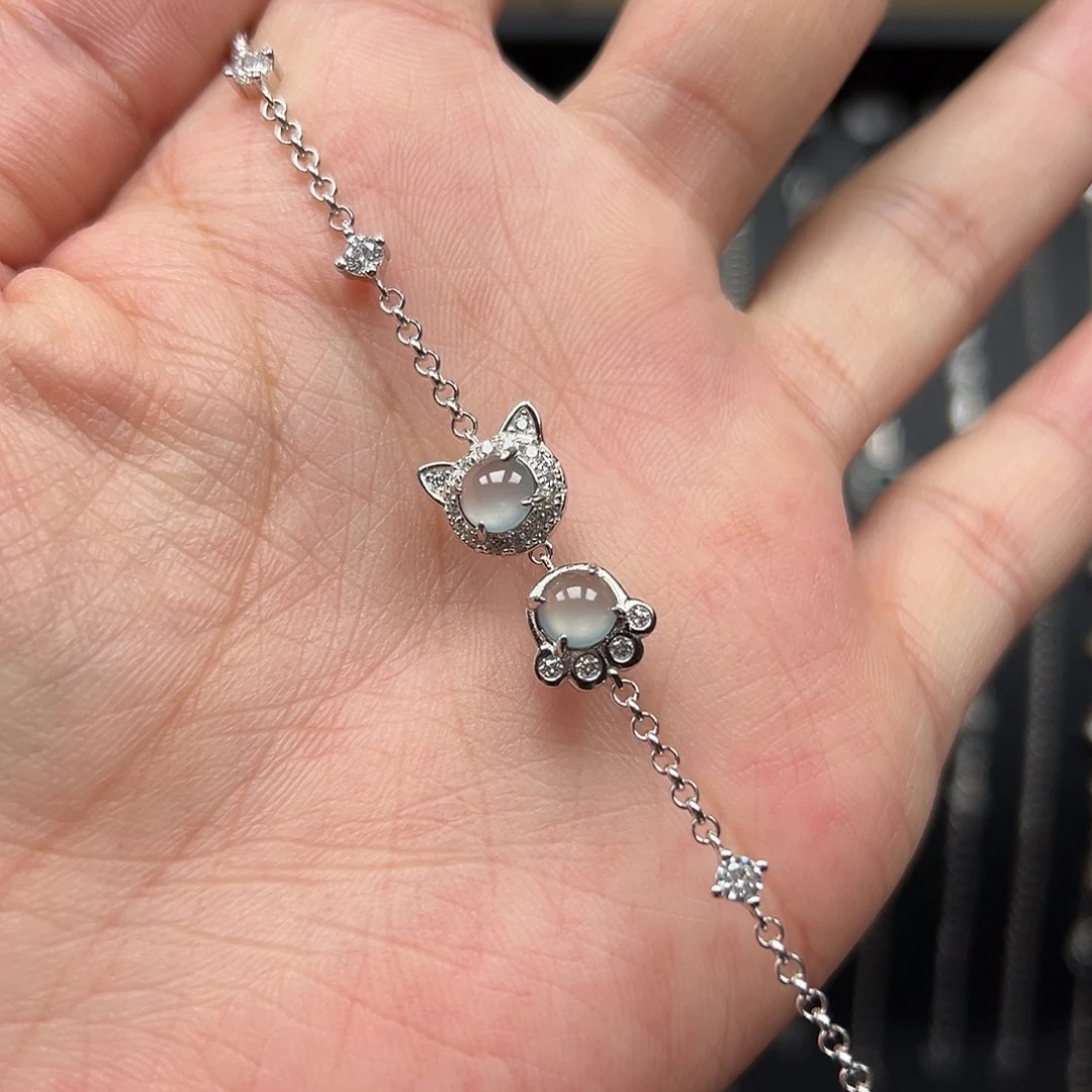 翡翠银S925镶嵌手链