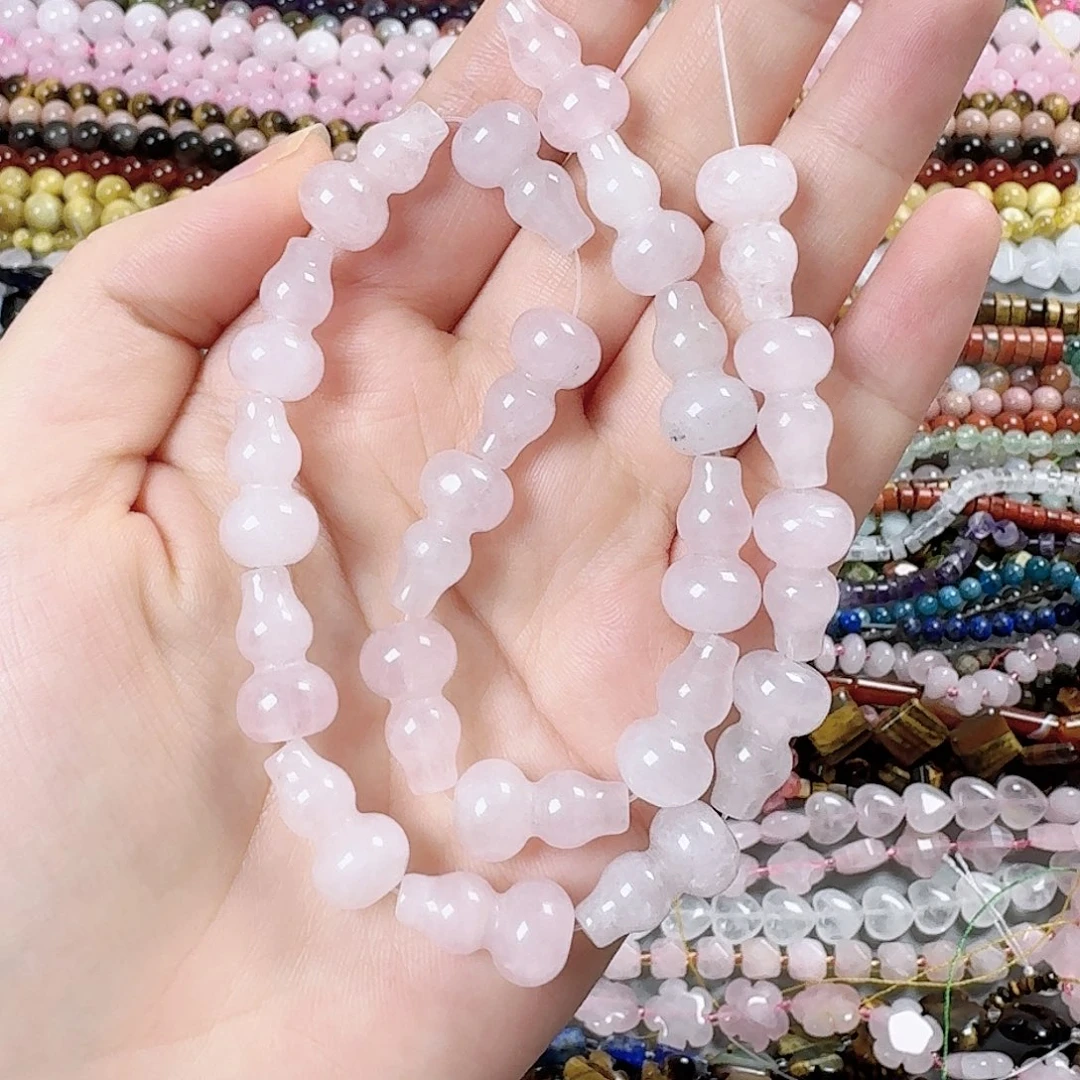 玛瑙/玉髓未镶嵌珠宝半成品粉水晶大葫芦一条