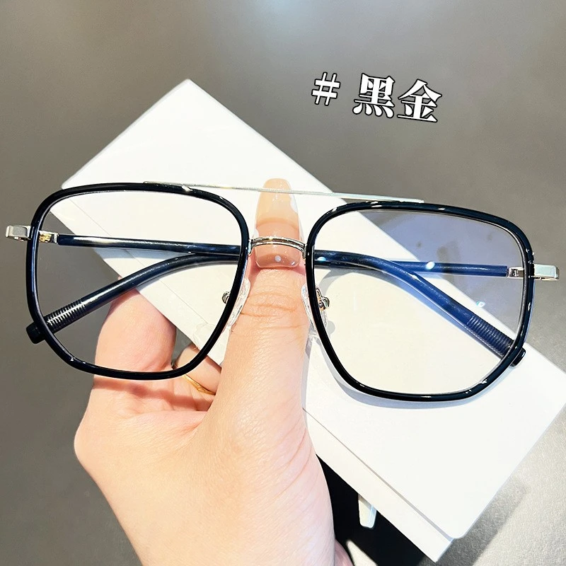 双梁近视眼镜框男防蓝光素颜潮流平光丹阳眼镜批发网红时尚复古