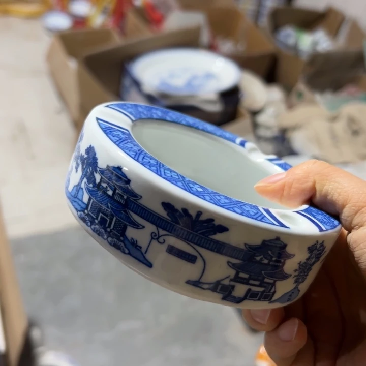 陶手绘梧桐烟灰缸微瑕