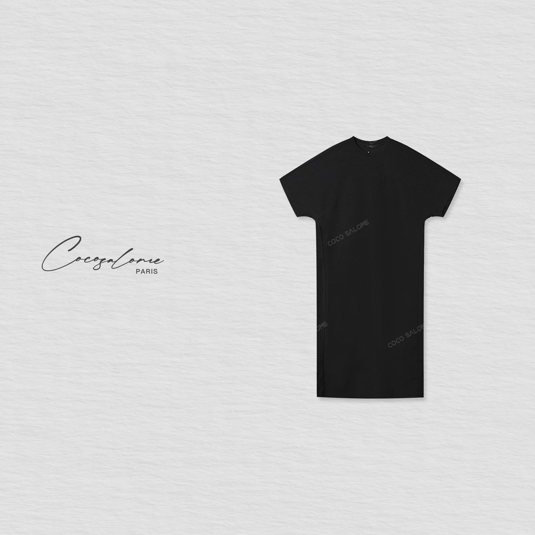 韩彬彬"纸片人"夏季极简舒适气质老钱慵懒风显瘦黑色连衣裙1291