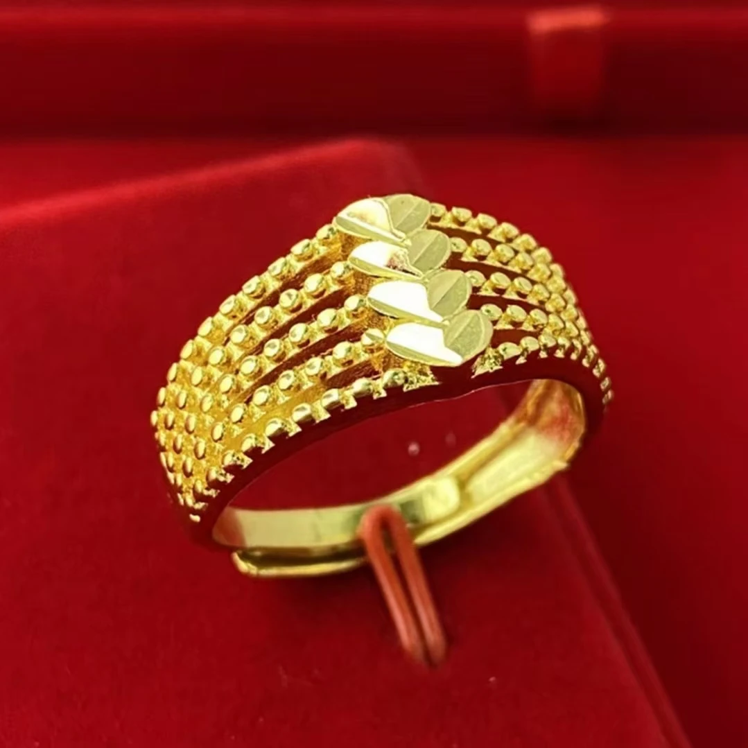 铜合金戒指 简约时尚百搭女士五线爱心戒指饰品可调节精美女戒指