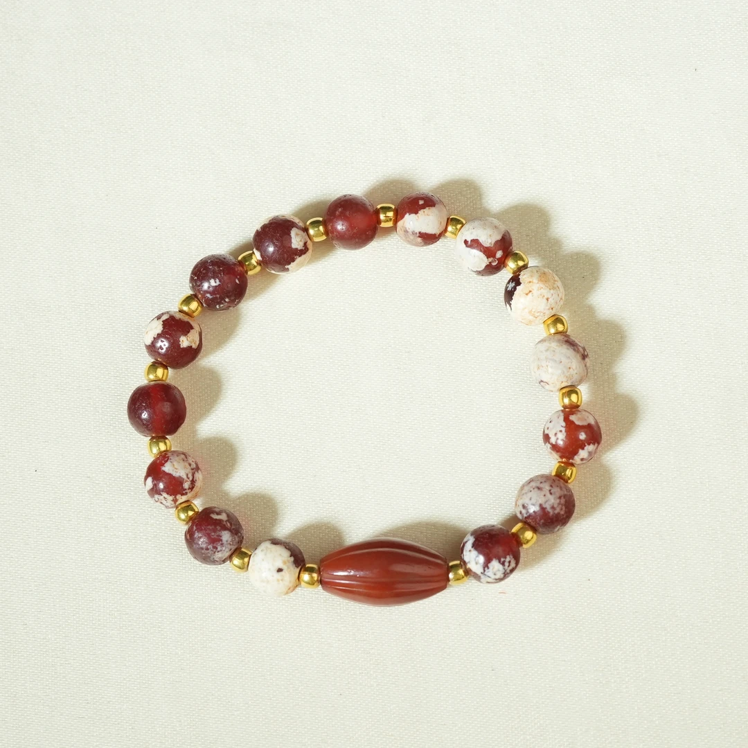 十五世纪玛瑙圆珠手串配珠料珠十九世纪【古珠精选】AAJJ250108002