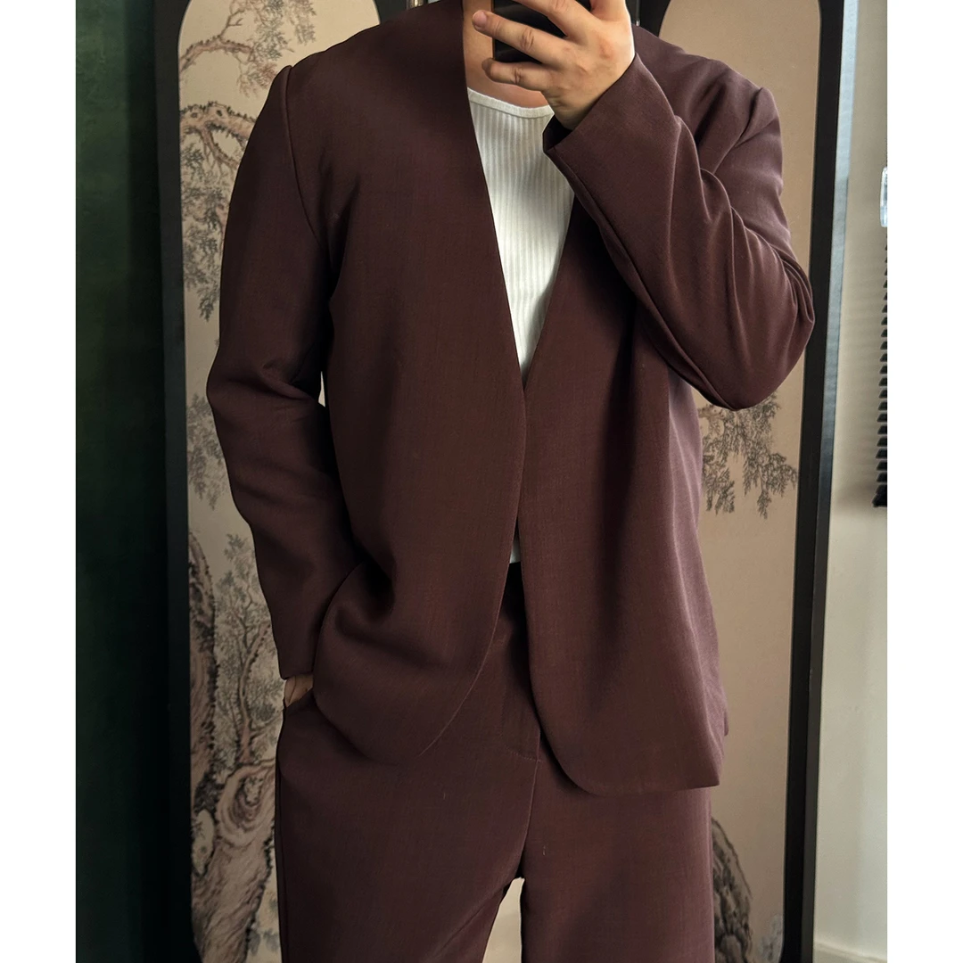 陆星家【马系】西服套装斜纹花纱早秋男士男生衣服高级感外套C316