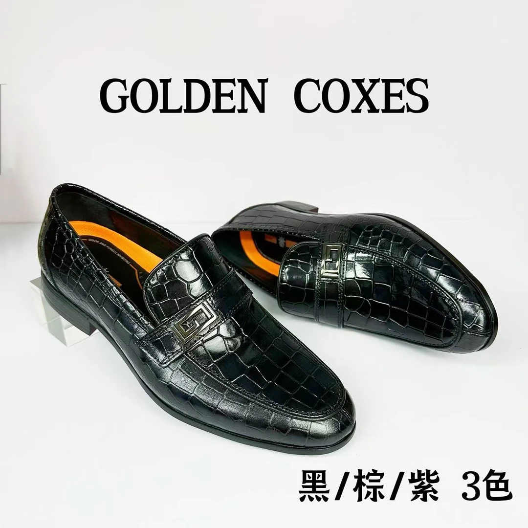 鳄鱼纹手工定制色男士休闲商务皮鞋065