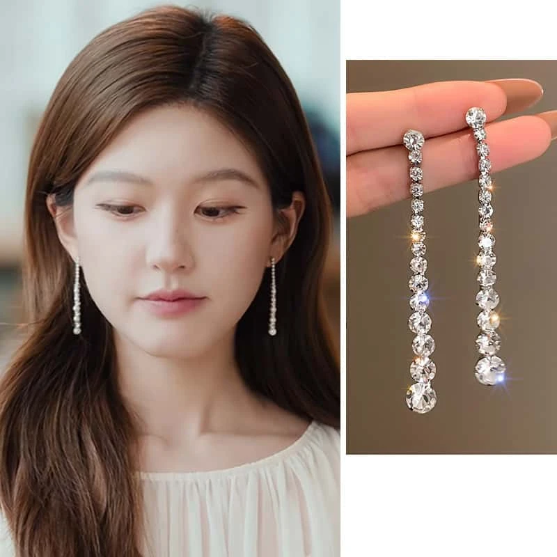 合金锆石耳饰 许我耀眼许妍赵露思同款耳环长款耳链耳线耳饰耳钉