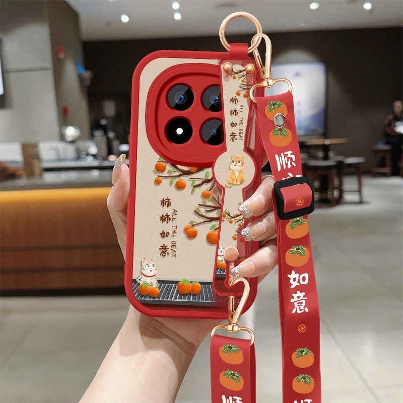 小米红米note15pro手机壳斜挎挂绳note15pro+保护套适用柿柿如意