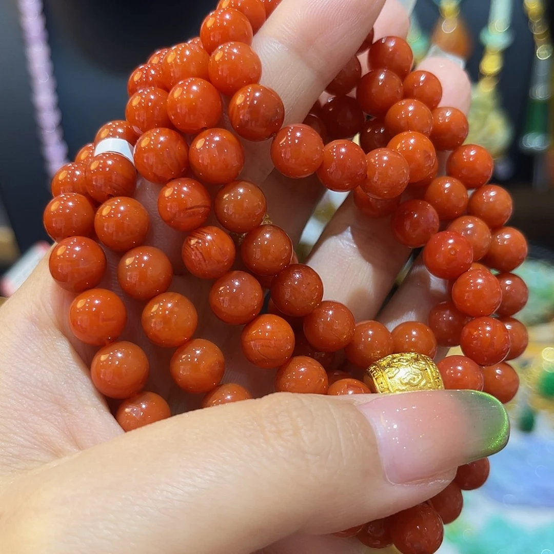 南红玛瑙未镶嵌项链糖**贝108颗不退不换