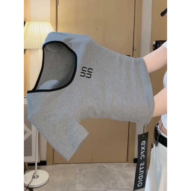 【ZHAP】设计感小众镂空露背短袖t恤女露腰修身型韩版百搭简约高街