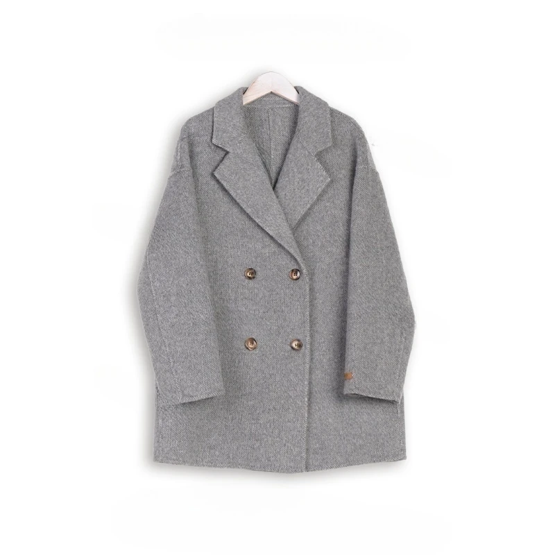 【特价】肌理感羊毛大衣冬季四粒扣毛感双面呢长款羊毛大衣