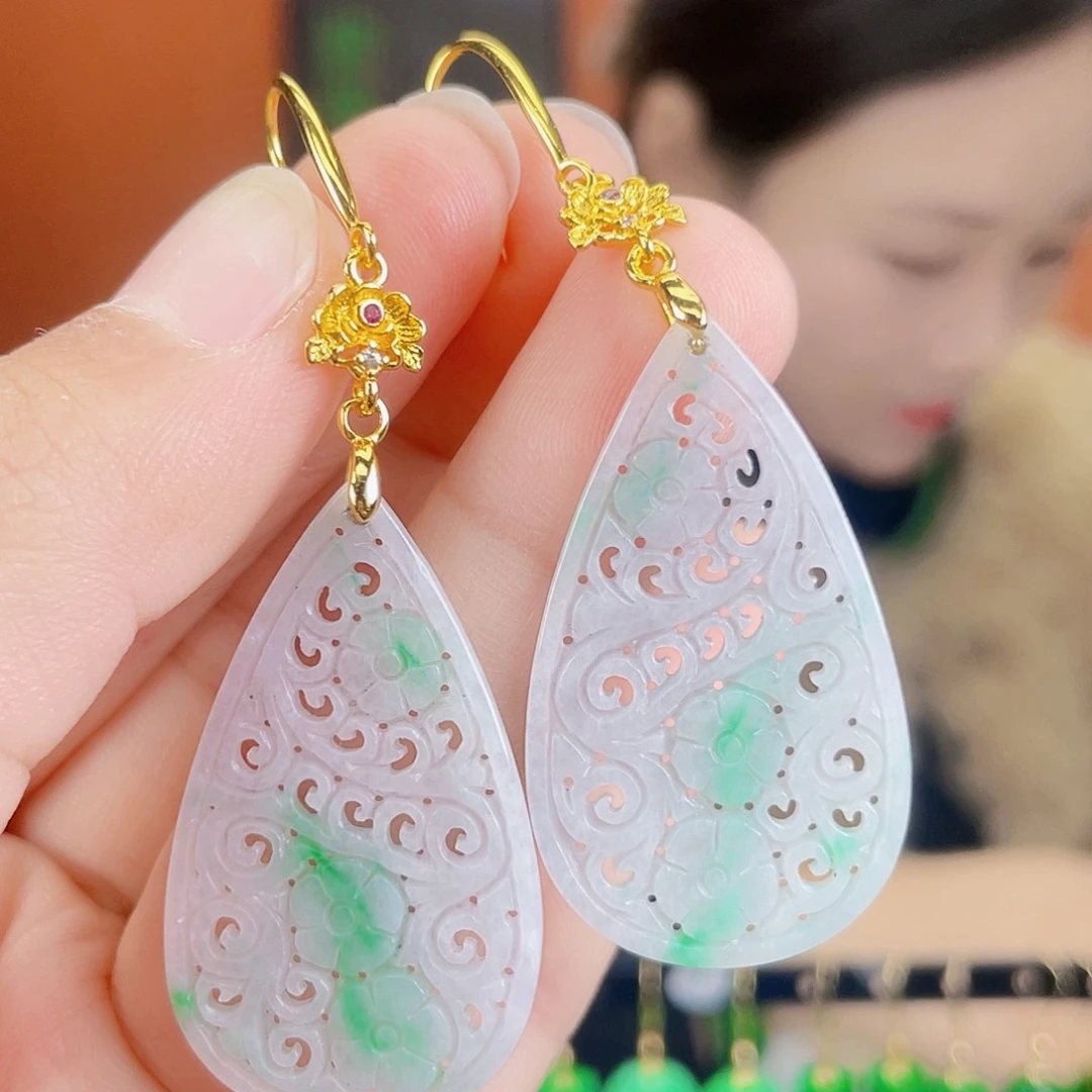 翡翠未镶嵌耳饰饰品