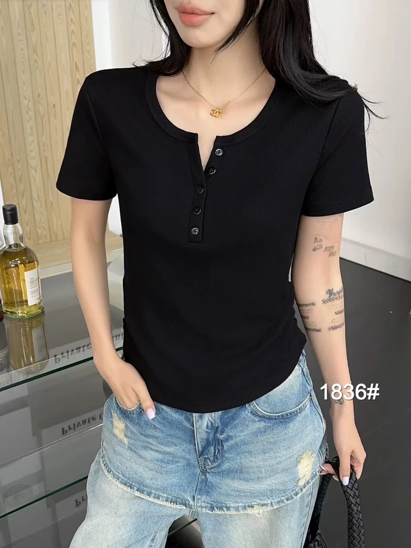 1836短袖V领夏季百搭修身