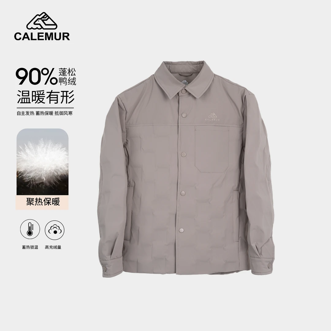 CALEMUR/凯莱牧衬衫轻羽绒服五防男士压胶90鸭绒新款宽松商务